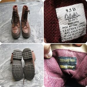 Cabelas Gore Tex Boots Men 9.5D Brown Cold Weather Hunt Waterproof Insulated VTG